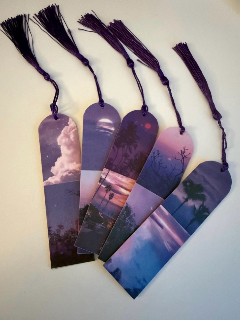 Purple Scenic Tassel Bookmarks - Set of 5
